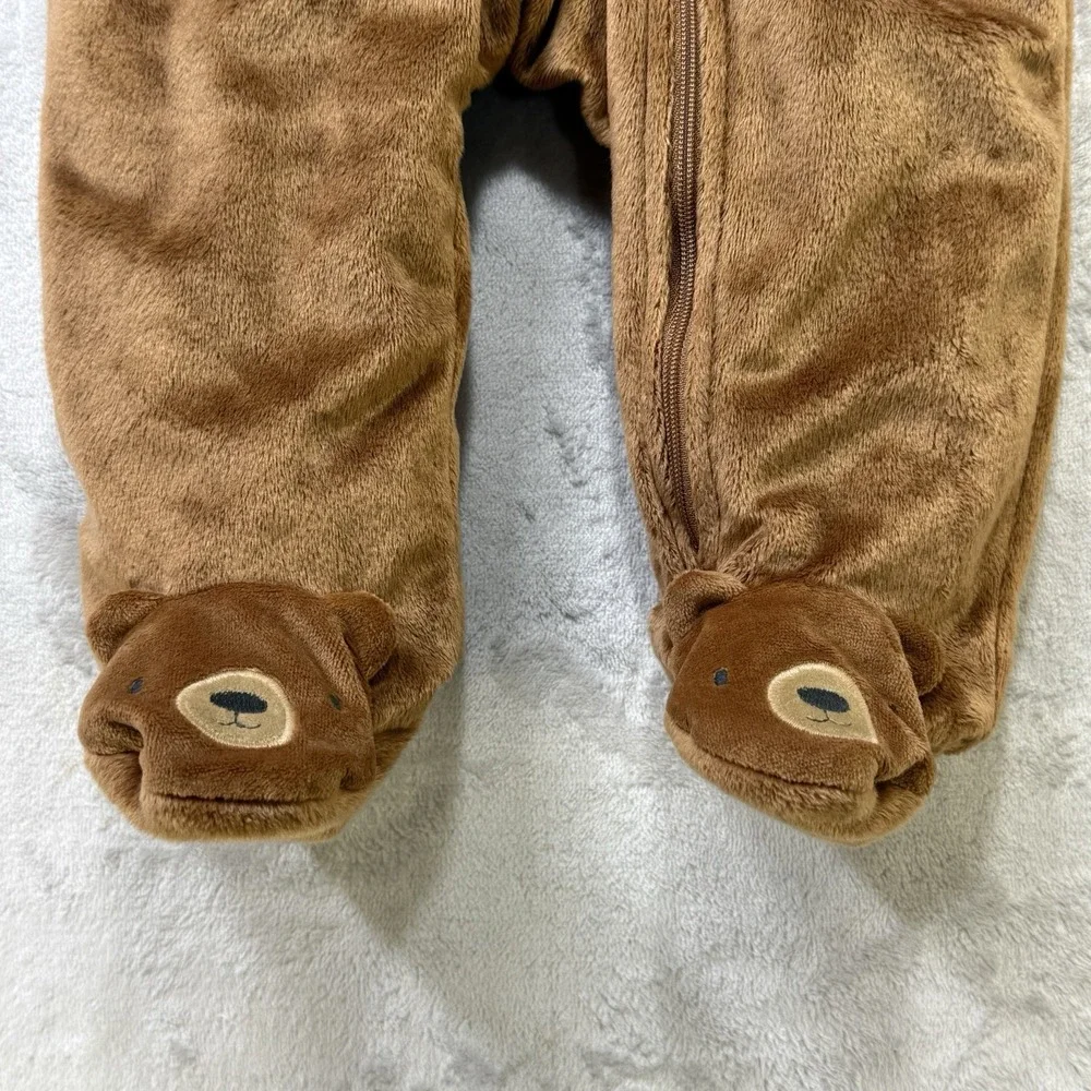 Just One You Carter's Baby Bear Pram Bunting 6M Brown Plush Hooded NWT